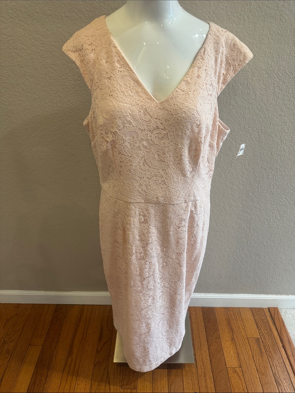 Liz Claiborne Blush Lace V-Neck Midi Dress size 12 new with tag